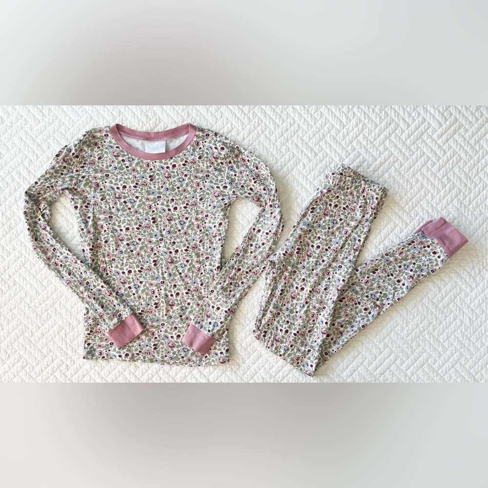 LAKE Pajamas Kids Long Set in Plum Elizabeth Floral